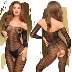 Penthouse Dreamy Diva Sheer Body Stocking With Open Crotch-Black X-Large