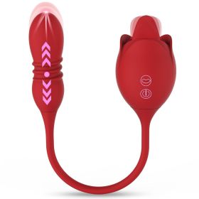 Rose Sex Toy Dildo Vibrator - 2in1 Rose Sex Stimulator for Women with 9 Tongue Licking & Thrusting Dildo G Spot Vibrators