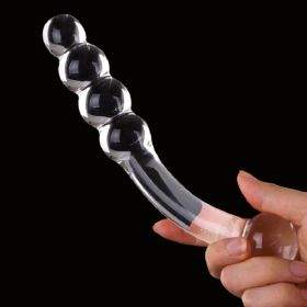 Double Crystal Purple Pyrex Glass Dildo Artificial Penis Granule Spiral G Spot Simulator Adult Sex Toys for Woman Masturbator