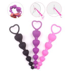 Soft Silicone Anal Beads Long Butt Plugs Ass Massage Heart Shape Anal Plug Dilator Adult Sexual Games Sex Toys for Gay Men Women