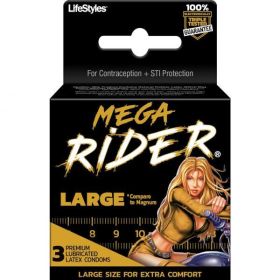 Lifestyles Mega Rider Large Latex Condoms 3 Pack