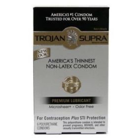 Trojan Condoms Supra Microsheer Lubricated 6 Pack